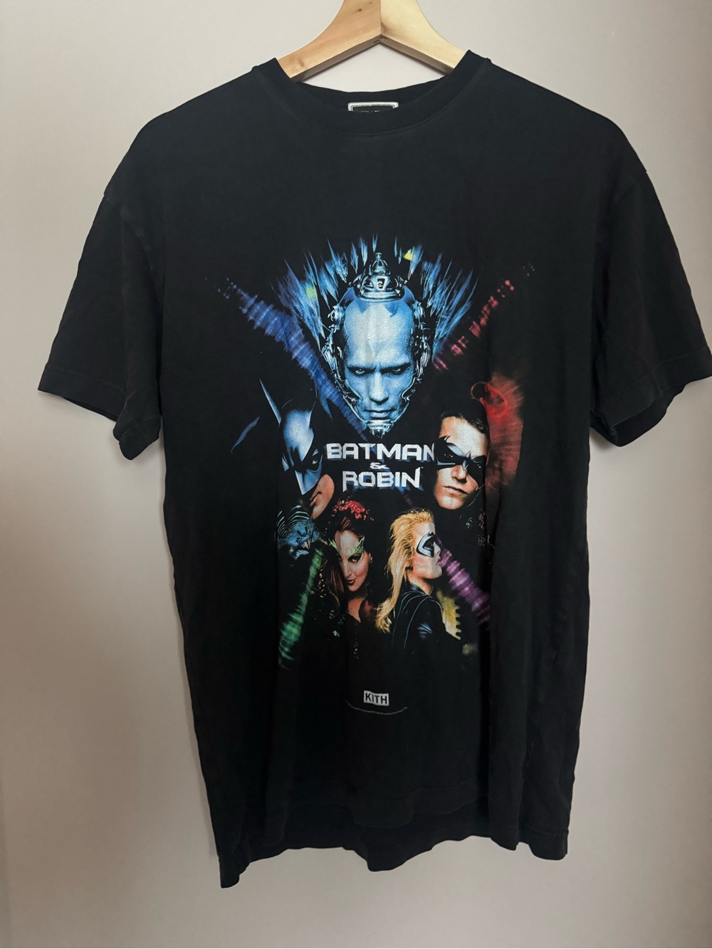 Vintage Kith X Batman & Robin Graphic Tee - Black with Multicolor Print 1997